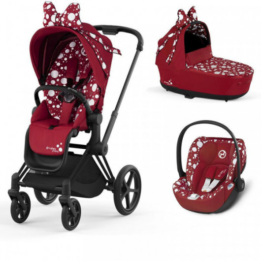 Poussette 3 en 1 Cybex Priam - Coque Cloud Z i-Size - Nacelle de luxe  Petticoat Red 