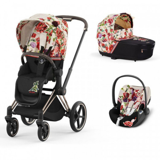 Poussette 3 en 1 Cybex Priam - Coque Cloud Z i-Size - Nacelle de luxe  Spring Blossom