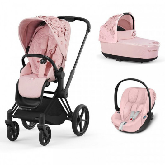 Poussette 3 en 1 Cybex Priam - Coque Cloud Z i-Size - Nacelle de luxe  Simply Flowers