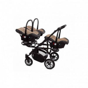 Poussette Triple Trippy Premium Beige - 3 hamacs + 3 couffins + 3 sièges auto