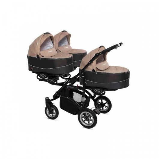 Poussette Triple Trippy Premium Beige - 3 hamacs + 3 couffins + 3 sièges auto