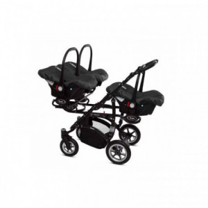 Poussette Triple Trippy Premium Noire - 3 hamacs + 3 couffins + 3 sièges auto