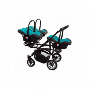 Poussette Triple Trippy Premium Verte - 3 hamacs + 3 couffins + 3 sièges auto