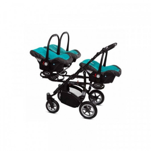 Poussette Triple Trippy Premium Verte - 3 hamacs + 3 couffins + 3 sièges auto