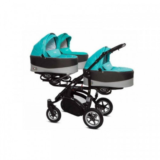 Poussette Triple Trippy Premium Verte - 3 hamacs + 3 couffins + 3 sièges auto