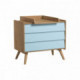 Commode 3 tiroirs Vox Baby Vintage Oak/Blue - plan à langer Oak