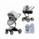 Poussette combinée Mima Xari Snow White - Châssis Graphite Grey - Starter Pack Flair Pixel Blue