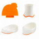 Pack repas Mastrad Baby Orange : P'tite tasse + P'tite assiette + P'tit set de table + P'tit bol 