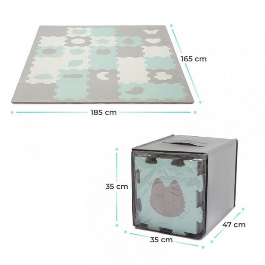 Tapis en mousse puzzle 3D Kinderkraft Luno Shapes Mint