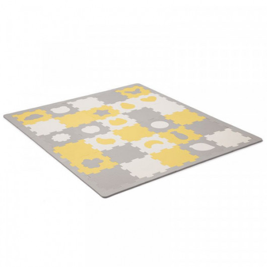Tapis en mousse puzzle 3D Kinderkraft Luno Shapes yellow