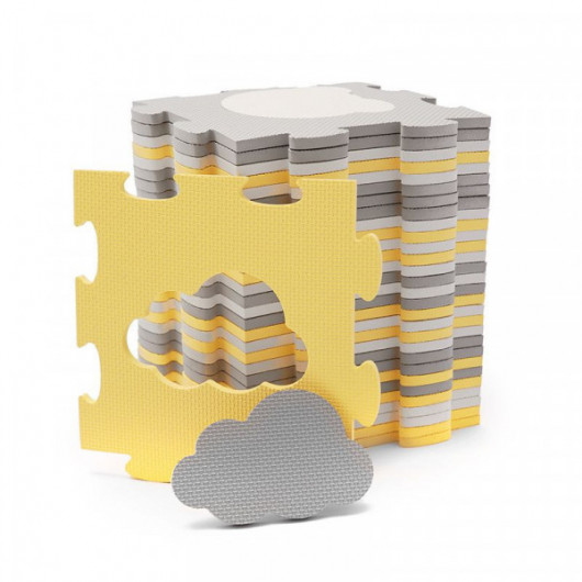 Tapis en mousse puzzle 3D Kinderkraft Luno Shapes yellow