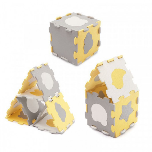 Tapis en mousse puzzle 3D Kinderkraft Luno Shapes yellow