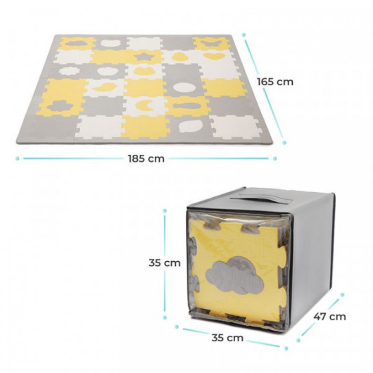 Tapis en mousse puzzle 3D Kinderkraft Luno Shapes yellow