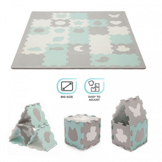 Tapis en mousse puzzle 3D Kinderkraft Luno Shapes yellow