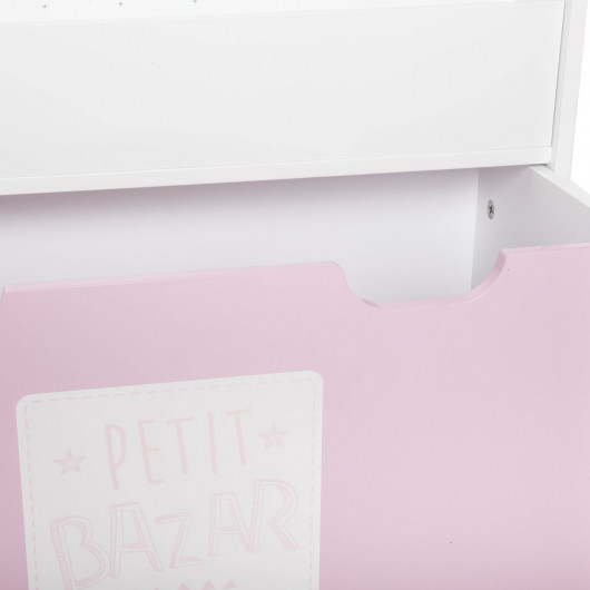 Bibliothèque avec bac de rangement sur roulettes - 62 x 70 cm - Rose