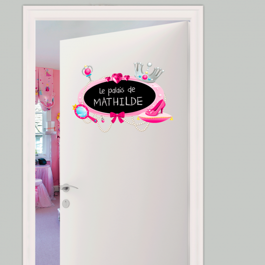 Sticker enfant ardoise Princesse - 70 x 50 cm - Rose