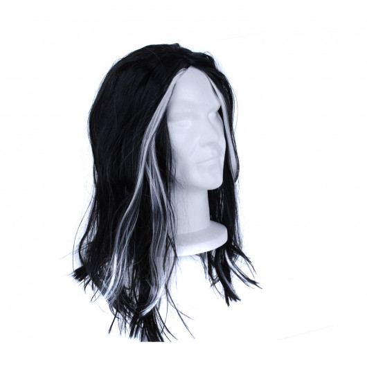 Déguisement d'Halloween - Perruque femme Sorcière - Noir et blanc