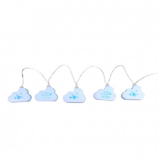 Guirlande lumineuse enfant Nuage - L. 165 cm - Bleu