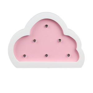 Lampe en bois enfant Nuage - H. 9 cm - Rose