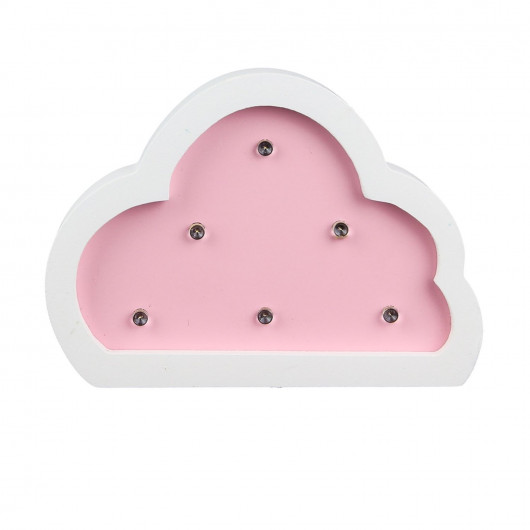 Lampe en bois enfant Nuage - H. 9 cm - Rose