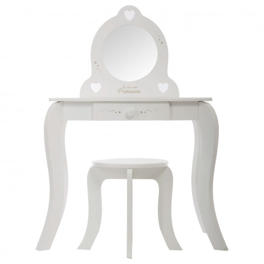 Coiffeuse enfant avec tabouret Demoiselle - Blanc