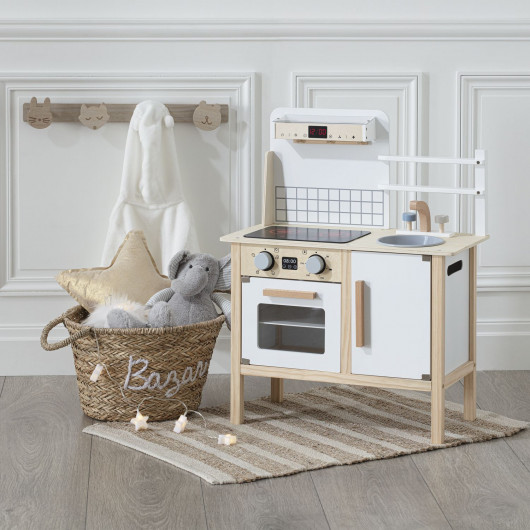 Cuisine en bois - Blanc et bois