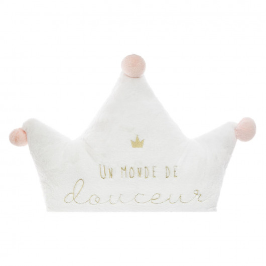 Maxi coussin couronne - Blanc et rose