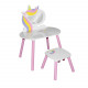 Coiffeuse enfant avec miroir et tabouret Sweet Licorne en MDF