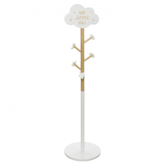 Porte-manteau nuage pour enfant - Hauteur 135,50 cm - Blanc et beige