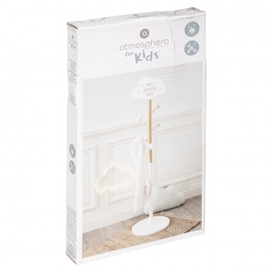 Porte-manteau nuage pour enfant - Hauteur 135,50 cm - Blanc et beige