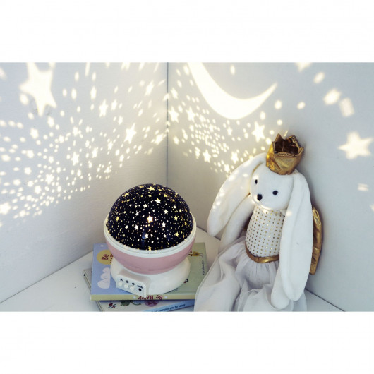 Veilleuse projecteur rotative étoile - Rose