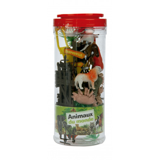 Bocal Animaux de La Ferme 23 pièces avec environnement
