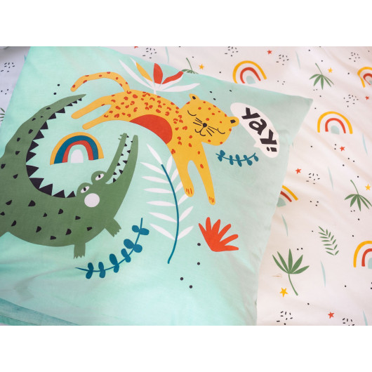 Parure de lit enfant Safari - 100% coton adouci 57 fils - 140 x 200 cm