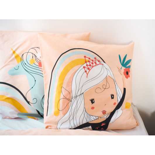 Parure de lit enfant Licorne - Polycoton 51 fils - 140 x 200 cm