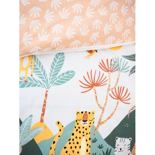 Parure de lit enfant Léopard - 100% coton adouci 57 fils - 140 x 200 cm