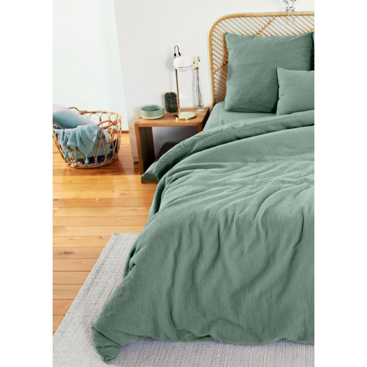 Parure de lit - Double gaze de coton - 140 x 200 cm - Amande