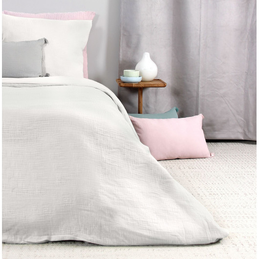 Parure de lit - Double gaze de coton - 140 x 200 cm - Blanc