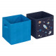 Lot de 2 boites de rangement Espace en tissu - 29x29x29cm - Bleu