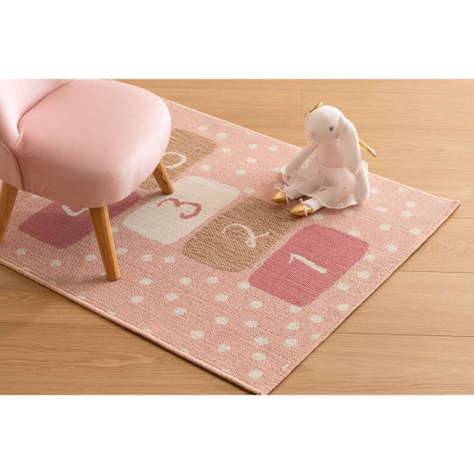 Tapis enfant rectangulaire Marelle - 80 x 150 cm - Rose