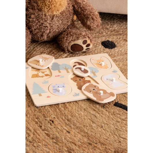 Tapis enfant rond Ourson - Diam 100 cm - Jute