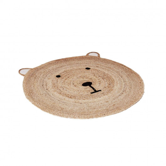 Tapis enfant rond Ourson - Diam 100 cm - Jute
