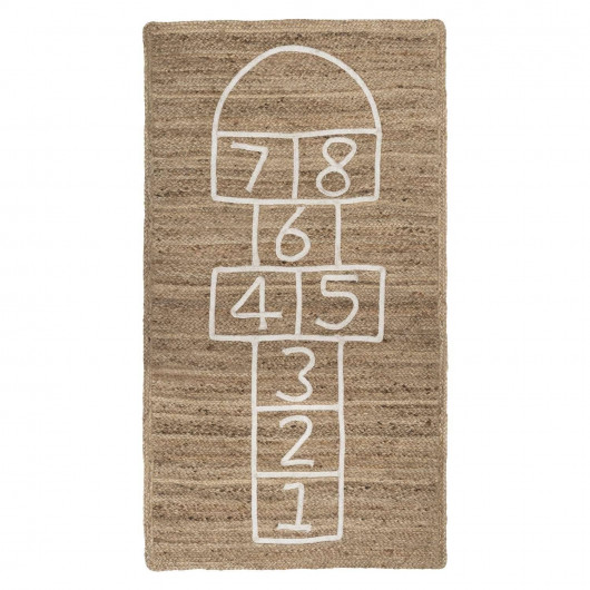 Tapis enfant rectangulaire Marelle - 80 x 150 cm - Jute