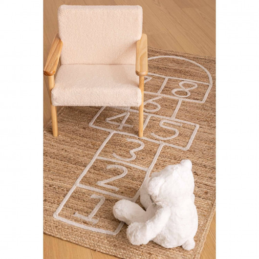 Tapis enfant rectangulaire Marelle - 80 x 150 cm - Jute