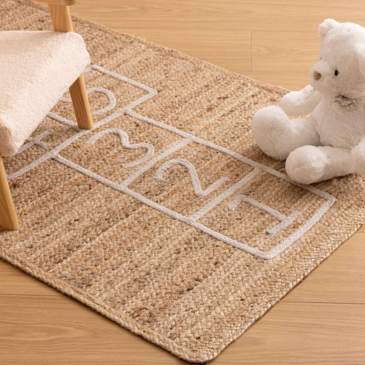 Tapis enfant rectangulaire Marelle - 80 x 150 cm - Jute