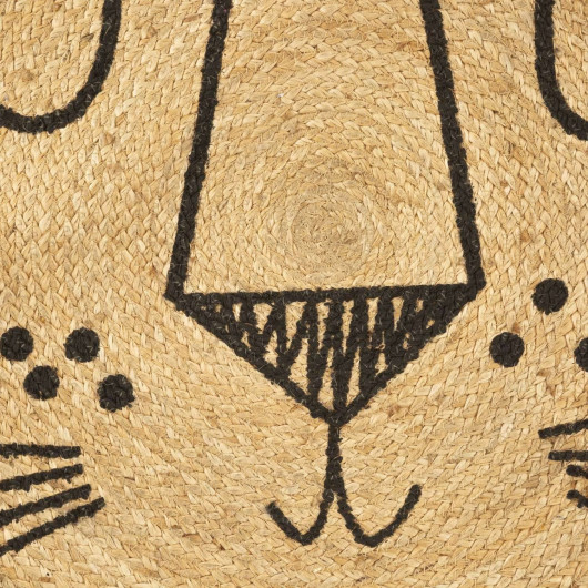 Tapis enfant rond Lion - Diam 90 cm - Jute