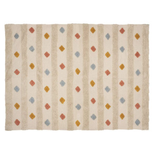 Tapis enfant rectangle à pompons multicolores - 120 x 170 cm