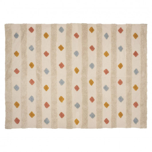 Tapis enfant rectangle à pompons multicolores - 120 x 170 cm