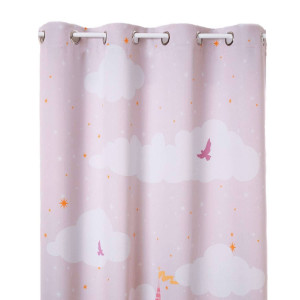 Rideau occultant enfant Château - 135 x 260 cm - Rose