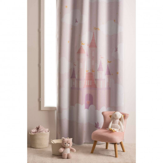 Rideau occultant enfant Château - 135 x 260 cm - Rose