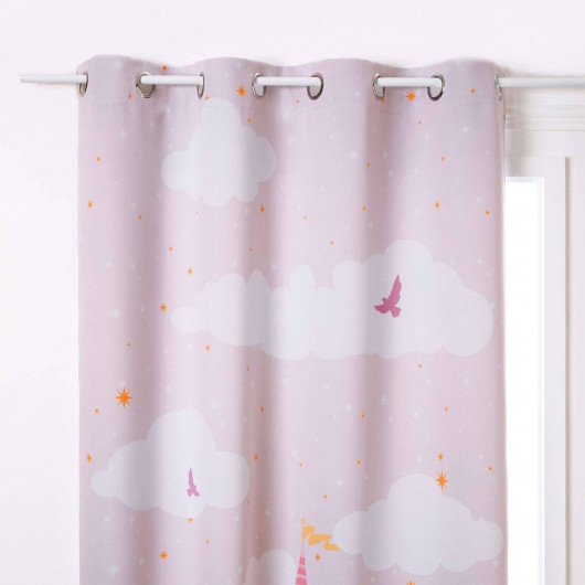 Rideau occultant enfant Château - 135 x 260 cm - Rose